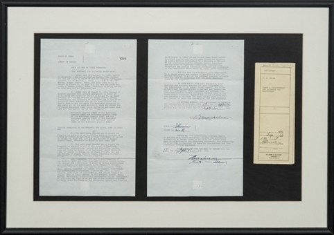 George Halas Signed and Notarized Assignment of Property Rights Executed Contract In Frame Display